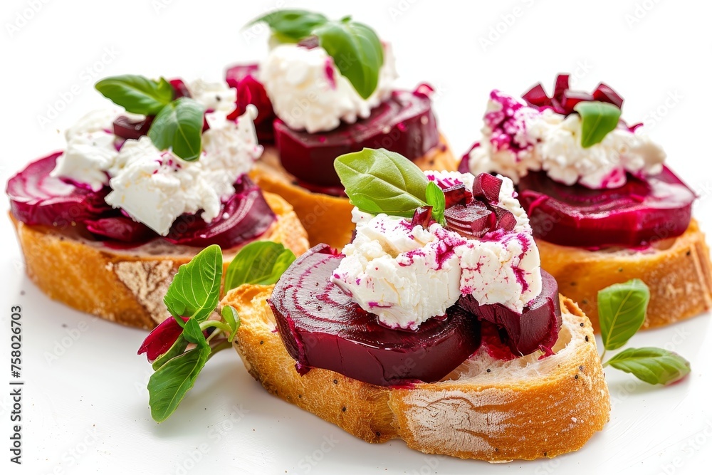 Beet and Goat Cheese Crostini Roasted beets with goat cheese on toasted baguette slice food photogrphy Beet and Goat Cheese Crostini Roasted beets with goat cheese on toasted baguette slice food photogrphy