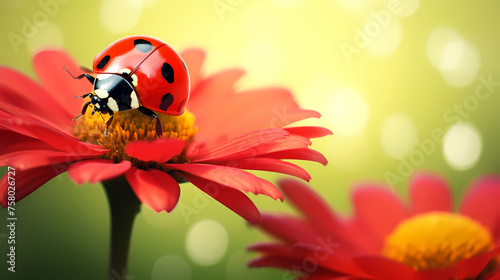 Macro shot, beautiful ladybug