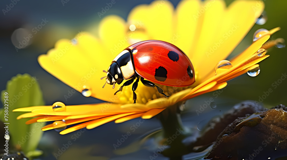 Obraz premium Macro shot, beautiful ladybug