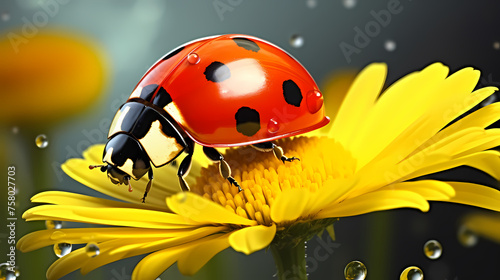 Macro shot  beautiful ladybug
