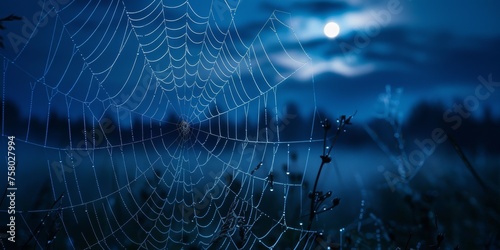 A spiderweb woven from moonlight and dewdrops