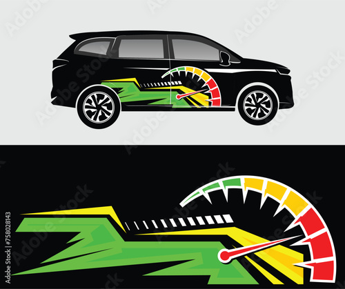 Sporty Racing Car wrap Blue livery design. branding racing wrap decal or livery design EPS 10