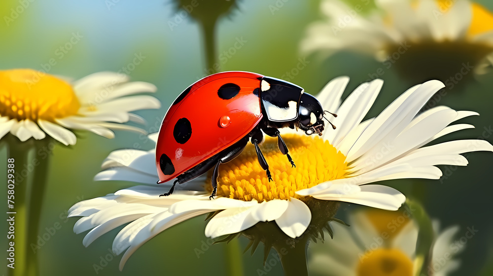 Macro shot, beautiful ladybug