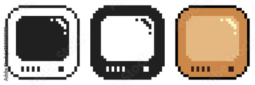 Retro Brown Square Television, Pixel Art Icon Set Variants