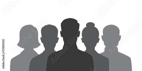 Group people silhouette graphic icon.  Business team isolated symbol on white background. Concept teamwork. Vector illustration