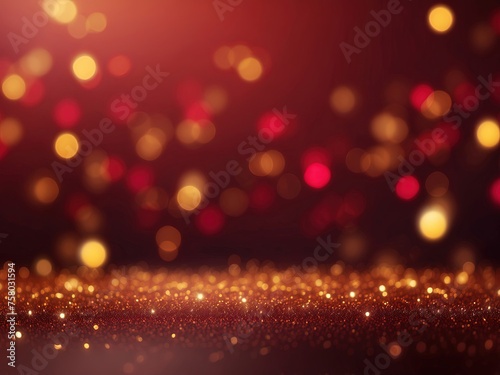 Gold particles on a Green abstract background
