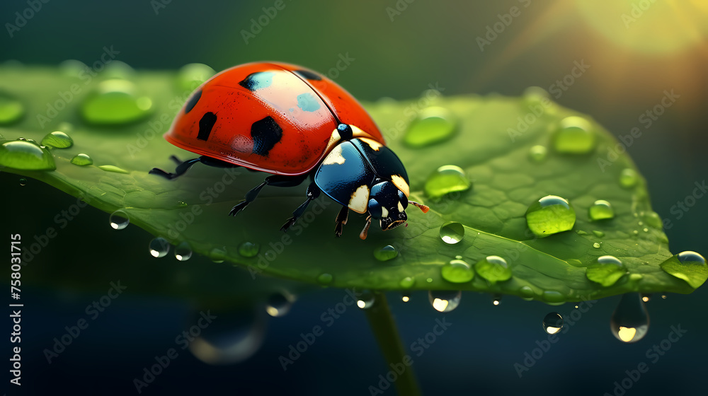 Obraz premium Macro shot, beautiful ladybug