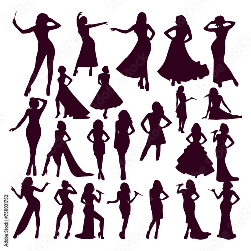 collection of woman singer silhouettes in different poses