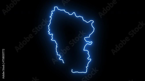 map of Luhans'k in ukraine with glowing neon effect photo