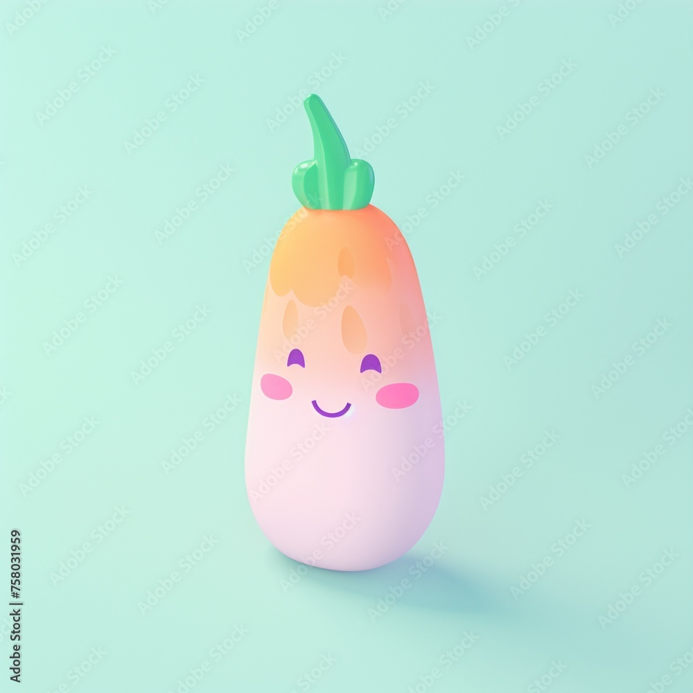 A whimsical illustration of a smiling carrot in pastel colors isolated background pastel A whimsical illustration of a smiling carrot in pastel colors isolated background pastel