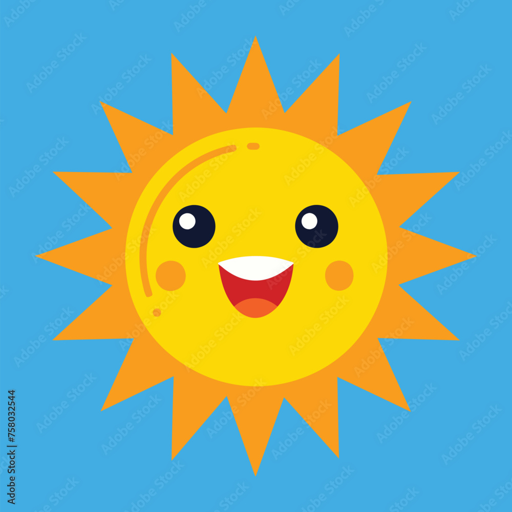 Cute cartoon smiling sun. funny sun vector on an isolated background Cute cartoon smiling sun. funny sun vector on an isolated background