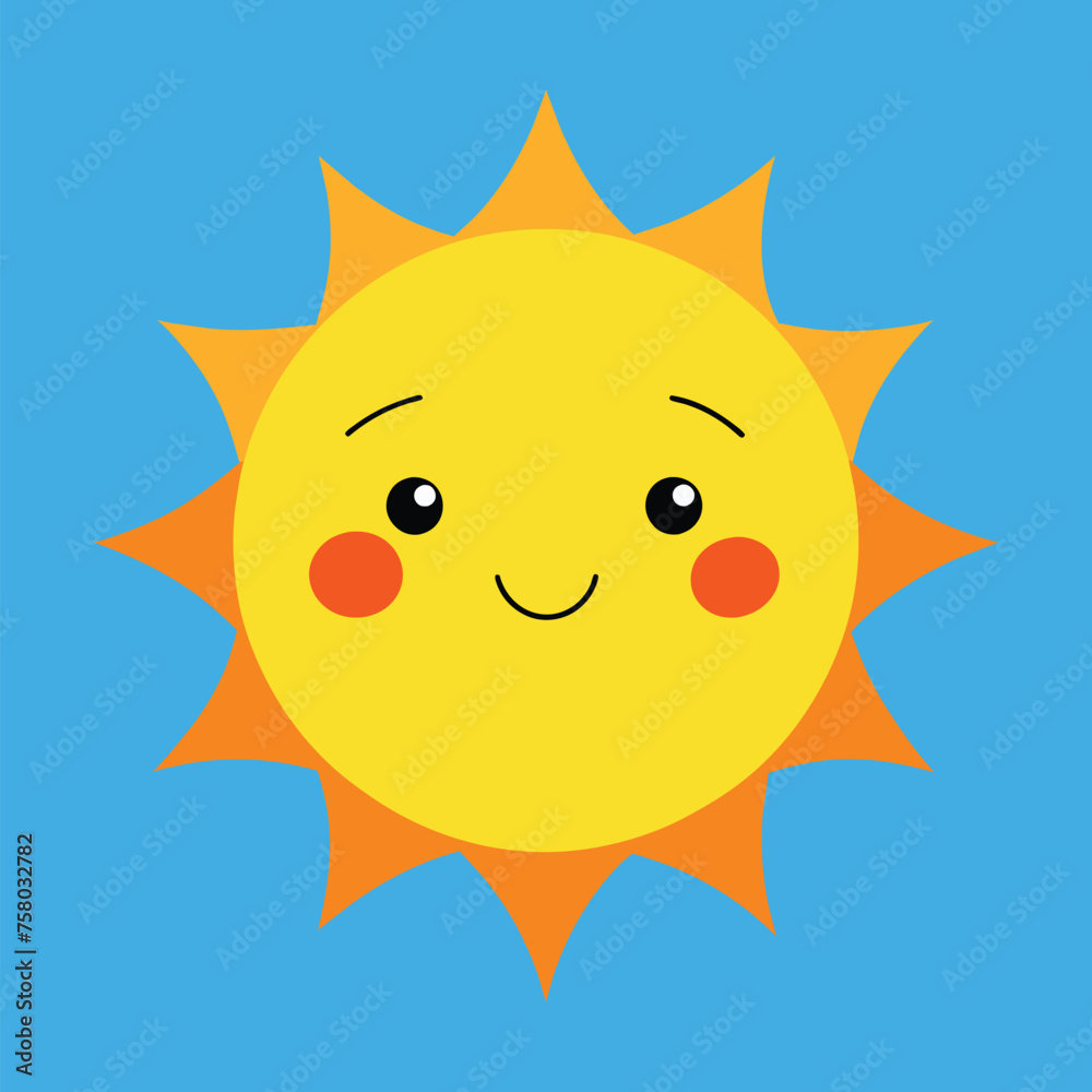 Cute cartoon smiling sun. funny sun vector on an isolated background Cute cartoon smiling sun. funny sun vector on an isolated background