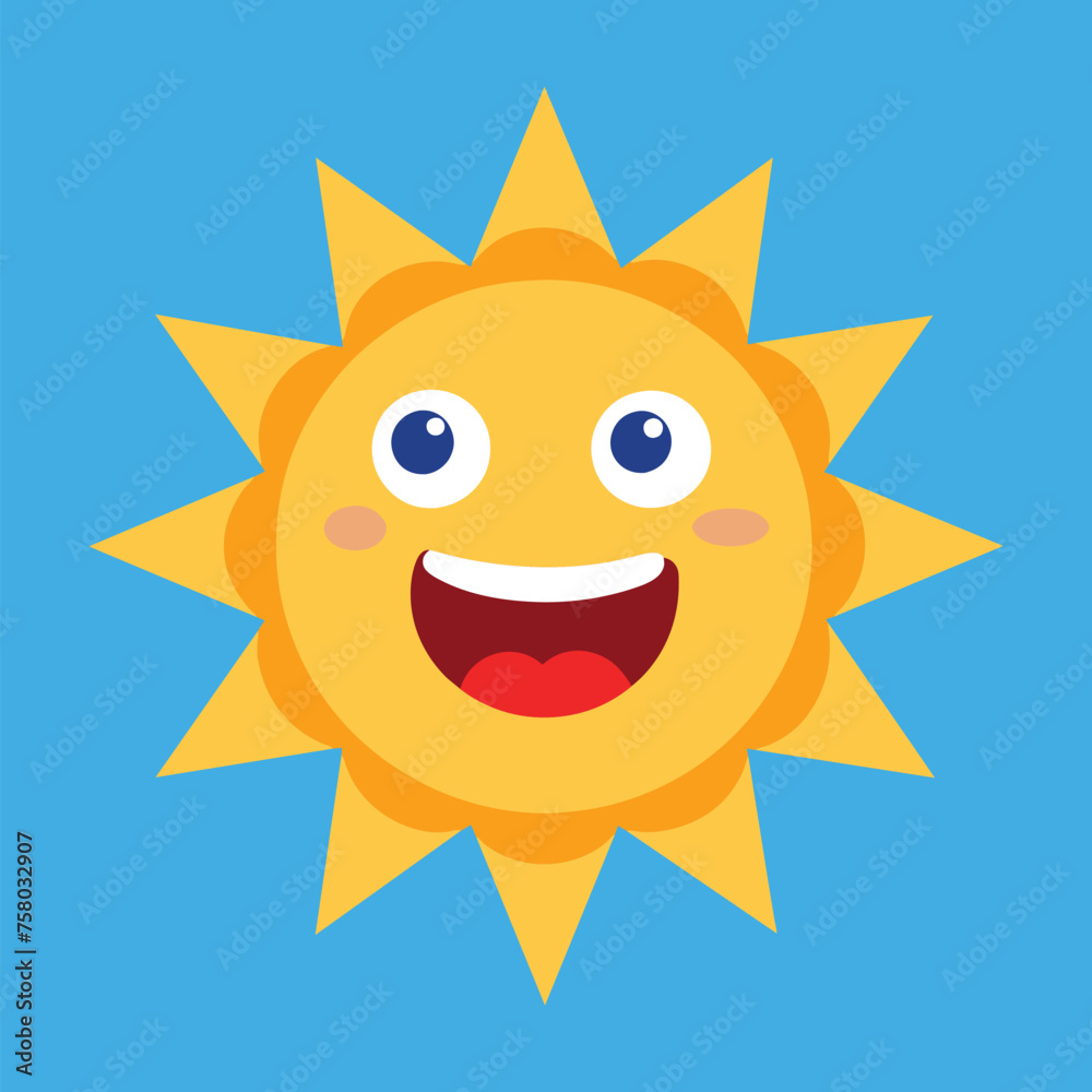 Cute cartoon smiling sun. funny sun vector on an isolated background