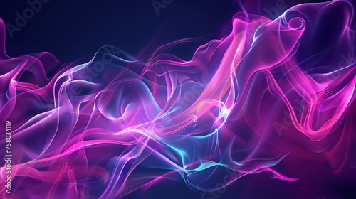 Abstract shapes and smoke. UV light. Modern composition background