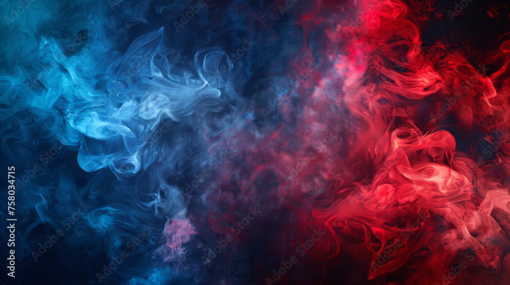 Colorful smoke background in red and blue