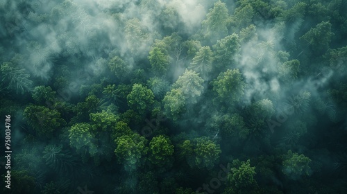 Captured from above  this image shows a dense pine forest under the daytime sun.