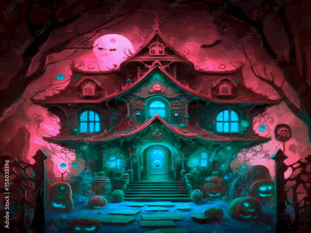 Spooky house with spooky creatures Spooky house with spooky creatures