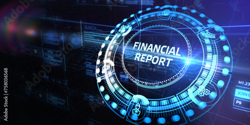 Analyzing financial report data company operations, balance sheet, fintech. 3d illustration
