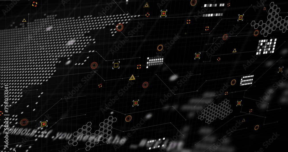 Fototapeta premium Image of data processing over black background