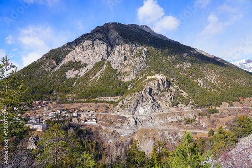 Fort des Salettes fortress built by Vauban on a rocky outcrop above the Alpine town of Briançon near the Italian border in the French department of Hautes-Alpes photo