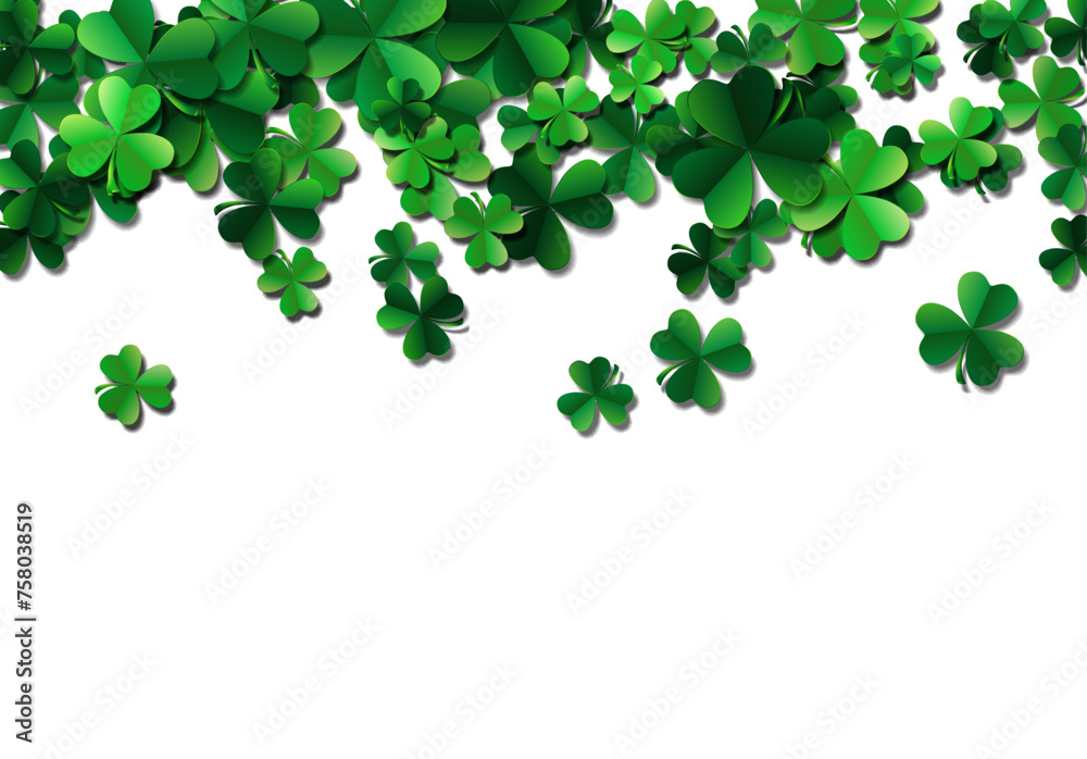 Saint Patricks day background with sprayed green clover leaves o Saint Patricks day background with sprayed green clover leaves o
