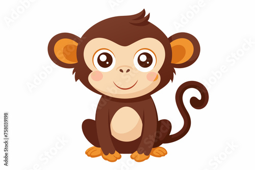 cute monkey playing guitar carton style