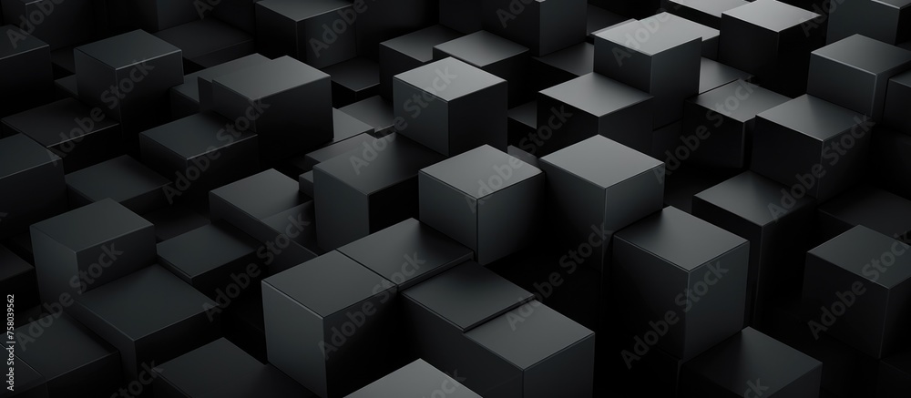 Black geometric cube pattern without seams Black geometric cube pattern without seams