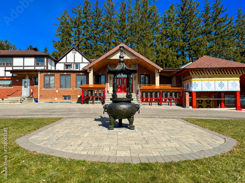 Karma Tekchen Zabsal Ling, Toronto Thrangu Centre, Tibetan Stupa and Shrine in March 2024, Aurora, Ontario, Canada. photo