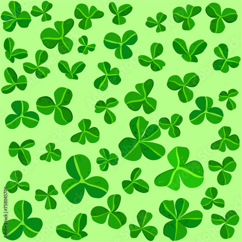 Green clover plant illustration, good luck, 4 leaf clover, lucky leaf, Irish clover  (ID: 758045706)
