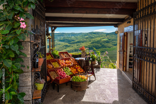 the most beautiful fruit vegetable shop with a nice view in Croatia Motovun