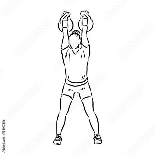 Kettlebell vector sketch icon isolated on background. Hand drawn Kettlebell icon.