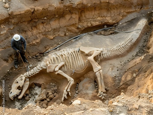 Dinosaur fossils excavation paleontology in action © Jiraphiphat