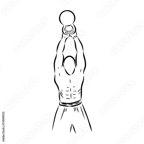 Kettlebell vector sketch icon isolated on background. Hand drawn Kettlebell icon.
