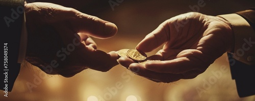 Elegant hands exchanging symbolic asset tokens
