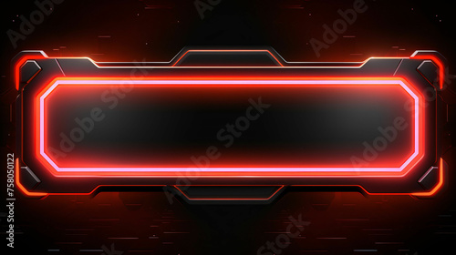 Neon frame sign rectangle game stream frame red neon glow banner futuristic © pickypix