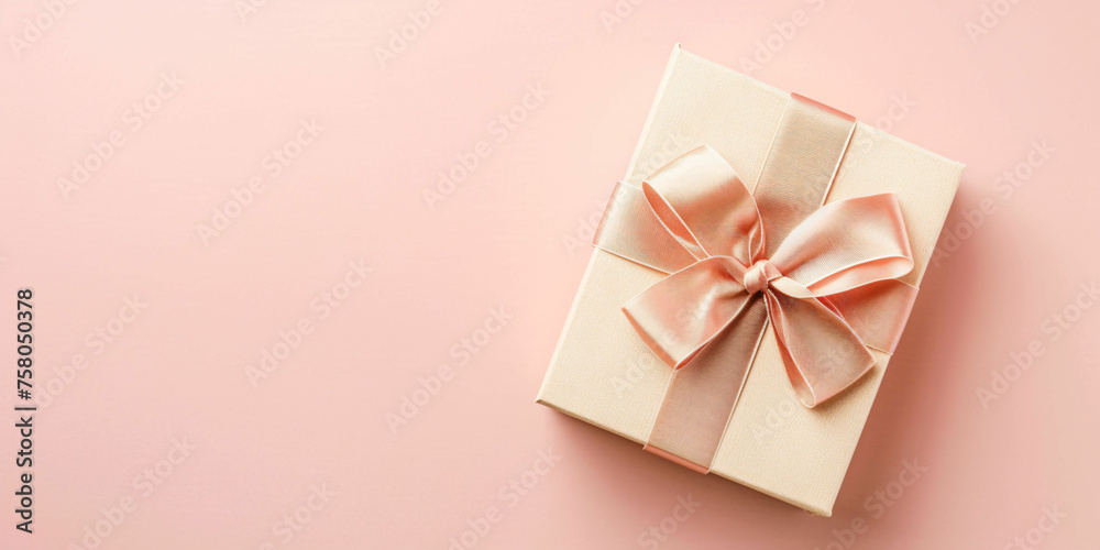 luxury gift box with silk and ribbon pastel background copy space luxury gift box with silk and ribbon pastel background copy space