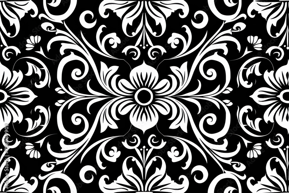 Modern Trendy Pattern, Dark background, contemporary style ,seamless repeating pattern.