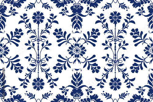 Early American 18th Century Stencil Pattern, Historical motif ,seamless repeating pattern. photo