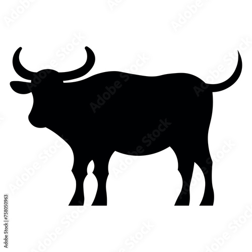 black vector bull icon on white background