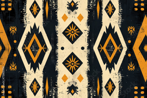 Two-tone Minimalist Tribal Pattern, Repetitive, stylish ,seamless repeating pattern. photo