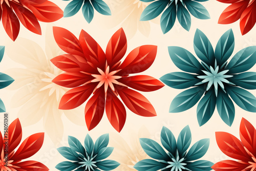 Geometric Flower Pattern, Artistic, symmetrical ,seamless repeating pattern.