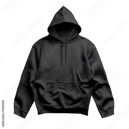 black hooded sweatshirt isolated on transparent background Generative Ai