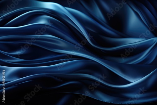 Dark blue abstract smooth with black vignette studio well used as a background, generative IA