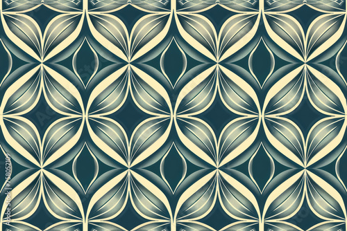 Two-Color Geometric Lineart, Salvia theme ,seamless repeating pattern.