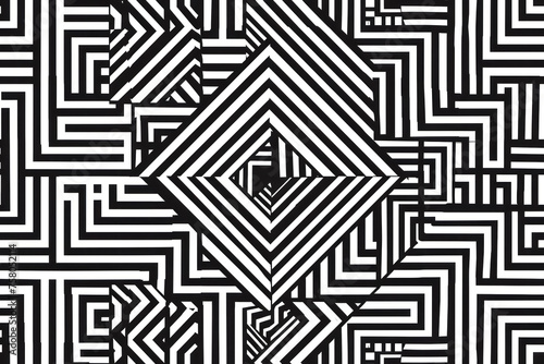 Black and White Geometric Lineart, Simplistic elegance ,seamless repeating pattern.