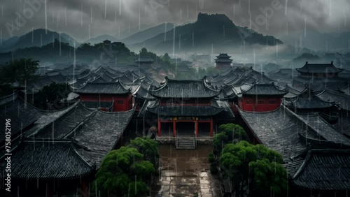 view of an ancient Chinese city.  photo