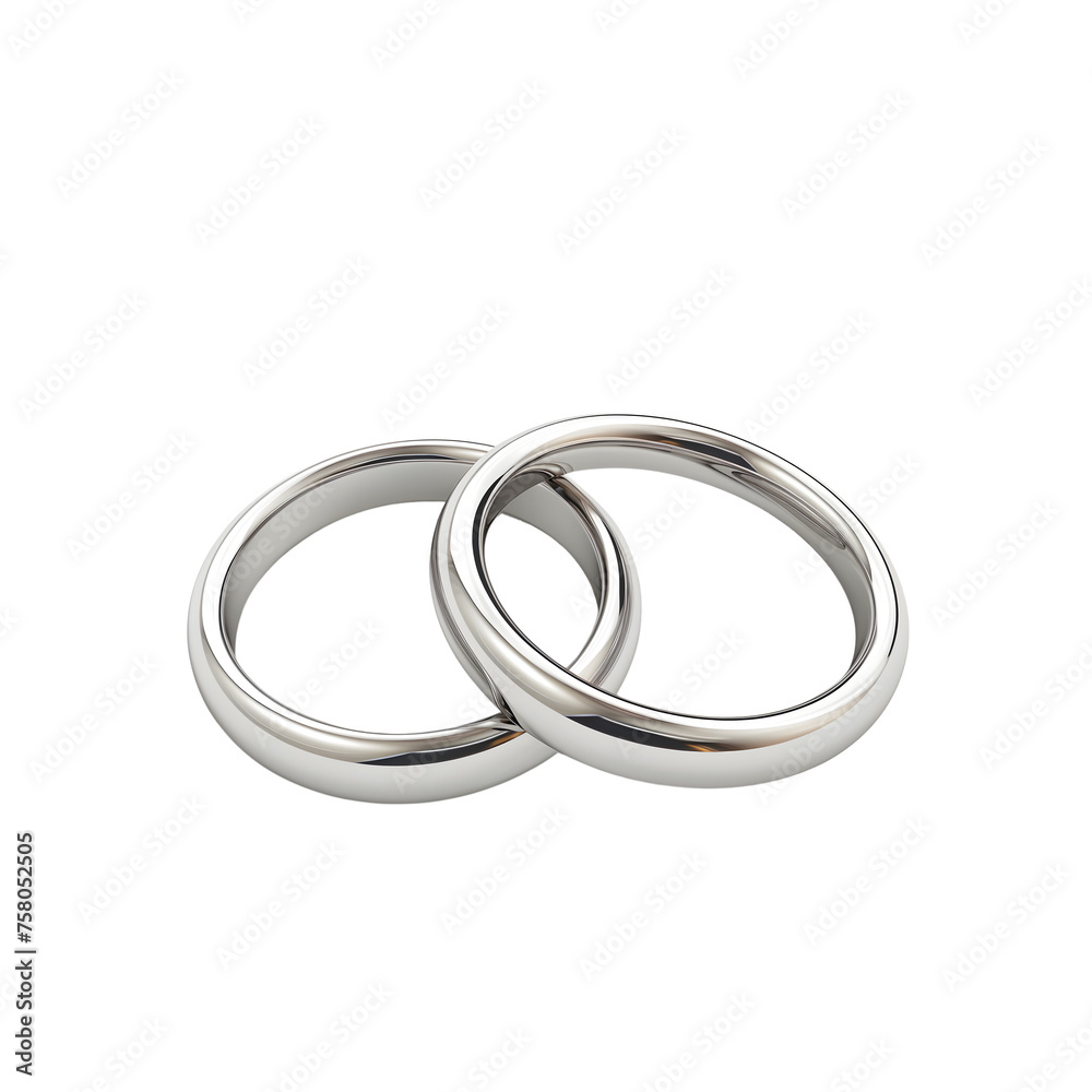 Two silver wedding rings isolated on transparent background Generative Ai Two silver wedding rings isolated on transparent background Generative Ai