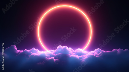 3d rendering abstract cloud illuminated with neon lights