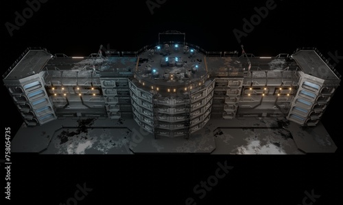 Base of operations headquarter 3d render science fiction wallpaper background