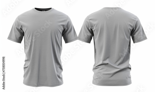 Blank gray male t-shirt, template for your design mockup. Front and back view.